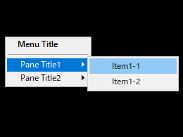x-popup-menuに複数のペインを含むリストを指定した場合の表示