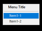 x-popup-menuに一つのペインを含むリストを指定した場合の表示