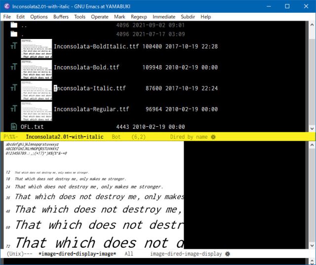 image-diredでフォントファイルを表示した例