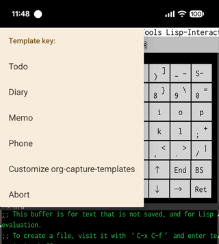 テンプレート選択メニュー